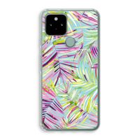 Tropical Palms Blue: Google Pixel 5 Transparant Hoesje
