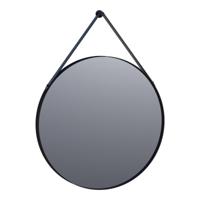 Brauer Onyx Spiegel - 70 cm - Rond - met Zwarte Ophangband en Zwart Geborsteld Frame