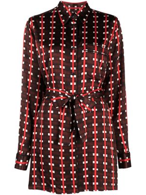 Wales Bonner blouse nouée à carreaux - Marron