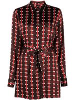 Wales Bonner check-print tie-waist blouse - Marron - thumbnail