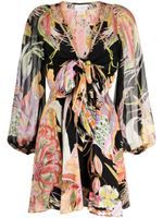 Camilla graphic-print silk dress - Noir