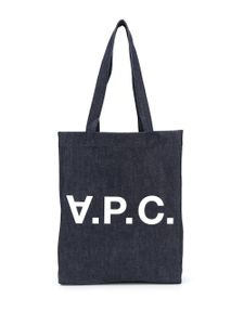 A.P.C. sac cabas en denim à logo - Bleu