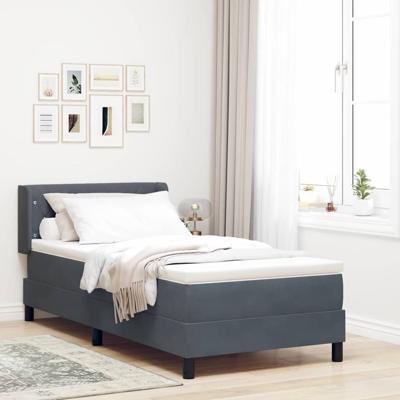 Boxspringbed met matras fluweel donkergrijs 90x190 cm