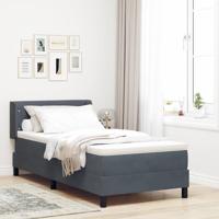 Boxspringbed met matras fluweel donkergrijs 90x190 cm