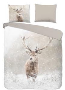 Good Morning Snowydeer Flanel Debedovertrek Sand-2-persoons (200 x 200/220 cm)