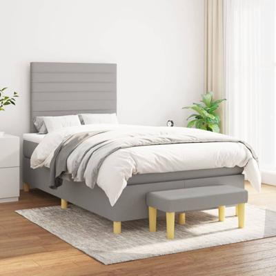 Boxspring met matras stof lichtgrijs 120x200 cm