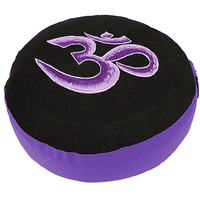 Yogi & Yogini Meditatiekussen Rond Katoen Zwart Violet - OHM - 33 x 17 cm - thumbnail