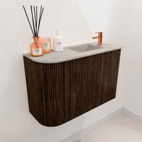 Toiletmeubel Mondiaz Joya Dlux | 61.6 cm | Meubelkleur Walnut | Faye wastafel Glace Wasbak Rechts | 1 kraangat