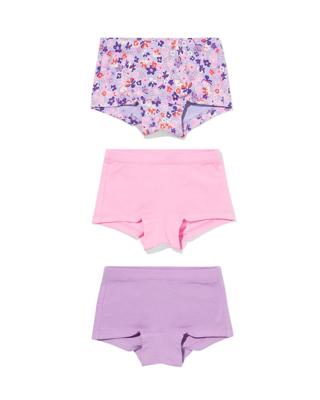 HEMA Kinderboxers Stretch Katoen Bloemen - 3 Stuks Roze (roze)