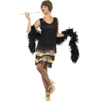 Zwart/gouden jaren 20 flapper jurk voor dames - thumbnail