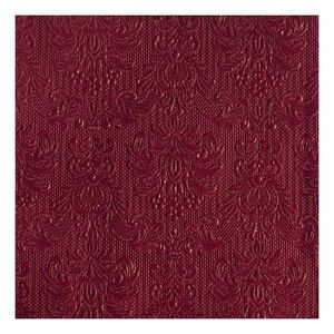 15x Luxe servetten barok patroon bordeaux rood 3-laags