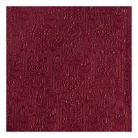 15x Luxe servetten barok patroon bordeaux rood 3-laags