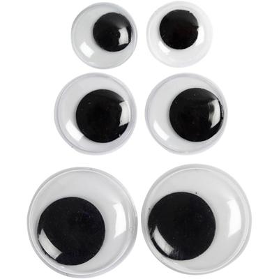 Hobby Wiebel oogjes/googly eyes - 36x - 12-14-20 mm - Plastic beweegbare oogjes