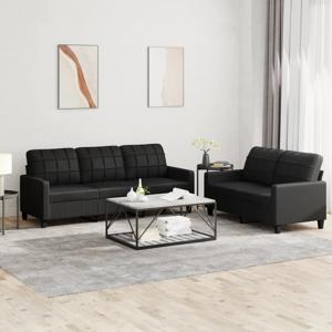 2-delige Loungeset met kussens kunstleer zwart SKU: V3201378