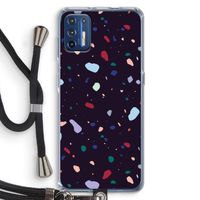 Dark Rounded Terrazzo: Motorola Moto G9 Plus Transparant Hoesje met koord Dark Rounded Terrazzo: Motorola Moto G9 Plus Transparant Hoesje met koord