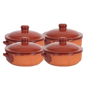 Ovenschaal/braadpan - 4x - met deksel - Salamanca - 24 cm - 4 liter - steen