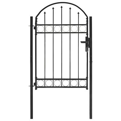 Poort met gebogen bovenkant 100x150 cm staal zwart