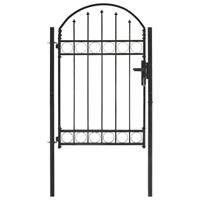 Poort met gebogen bovenkant 100x150 cm staal zwart - thumbnail