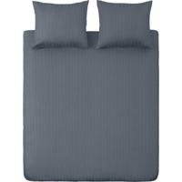 Ten Cate katoen satijnen eenpersoons dekbedovertrek streep 140x200/220 cm donkerblauw