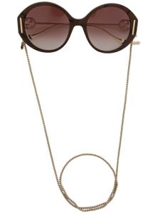 Gucci Eyewear lunettes de soleil oversize à plaque logo - Marron