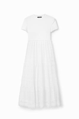 Gecombineerde tulen midi-jurk - WHITE - XXL