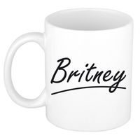 Britney voornaam kado beker / mok sierlijke letters - gepersonaliseerde mok met naam - Naam mokken - thumbnail