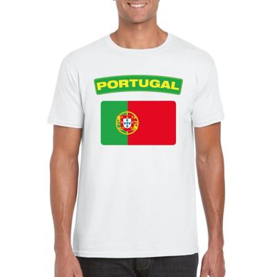 Portugal supporters t-shirt - met vlag print - wit - voor heren - landen - kleding