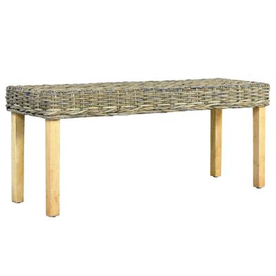Bankje 110 cm natuurlijk kubu rattan en massief mahoniehout