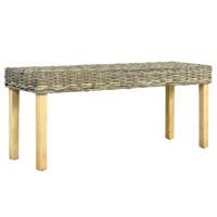 Bankje 110 cm natuurlijk kubu rattan en massief mahoniehout