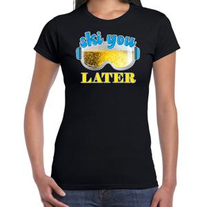 Apres ski t-shirt voor dames - ski you later - zwart - bier/beer - wintersport