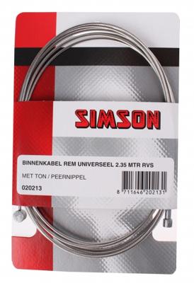 Simson binnenkabel rem 2250 mm RVS zilver