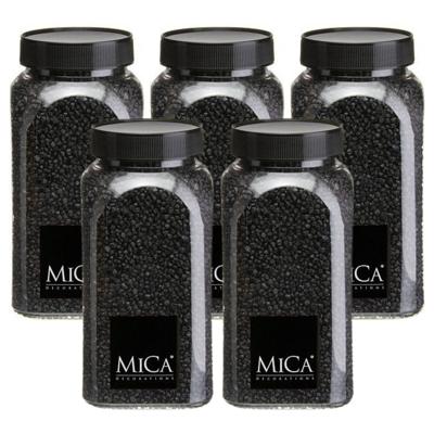 Mica Decorations decoratie stenen/granulaat - 5x - 650ml - zwart - hobby steentjes