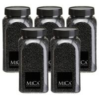 Mica Decorations decoratie stenen/granulaat - 5x - 650ml - zwart - hobby steentjes