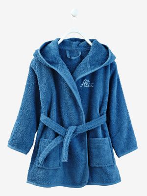 Kinderbadjas met capuchon blauw denim