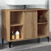 Wastafelkast 80x33x60 cm bewerkt hout artisanaal eikenkleur