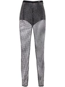 Prada pantalon en mesh à ornements strassés - Noir