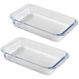 Chef Traiteur Ovenschaal van borosilicaat glas - 2x - rechthoek - 1 Liter - 26 x 15 x 5 cm