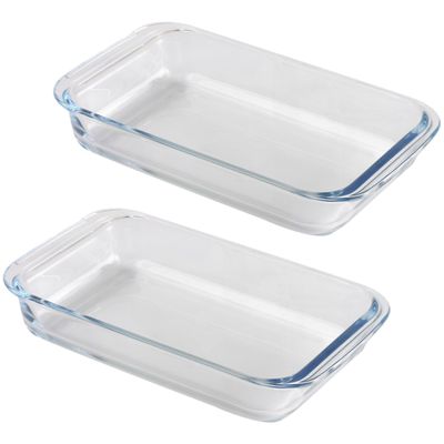 Chef Traiteur Ovenschaal van borosilicaat glas - 2x - rechthoek - 1 Liter - 26 x 15 x 5 cm Chef Traiteur Ovenschaal van borosilicaat glas - 2x - rechthoek - 1 Liter - 26 x 15 x 5 cm