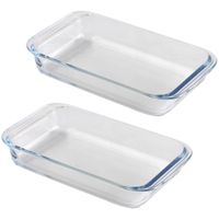 Chef Traiteur Ovenschaal van borosilicaat glas - 2x - rechthoek - 1 Liter - 26 x 15 x 5 cm