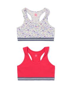 HEMA Kinder Crop Top Bloem - 2 Stuks Roze (roze)