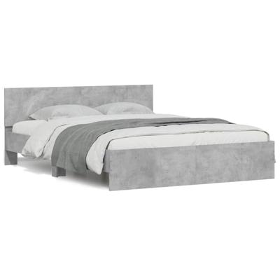 Bedframe met hoofdeinde en LED betongrijs 150x200 cm