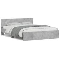 Bedframe met hoofdeinde en LED betongrijs 150x200 cm