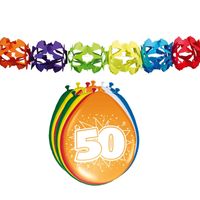 Verjaardag feest 50 jaar versieringen pakket feestslingers en ballonnen - thumbnail