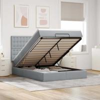 Ottoman bed met matras en LED's 140x190cm stof lichtgrijs