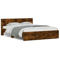 Bedframe met hoofdeinde en LED gerookt eikenkleurig 150x200 cm