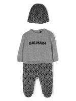 Balmain Kids trousseau de naissance en maille intarsia - Gris - thumbnail