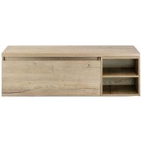 Frozen Badmeubelset 140 cm - Greeplijst in Kleur - Wastafel Regaalkast met Bovenblad Natuur Eiken