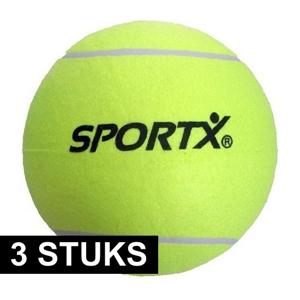 SportX Jumbo Tennisbal - 3x - XXL - geel - 22 cm - speelgoed