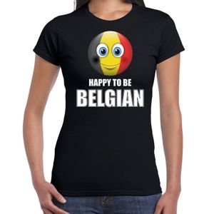 Belgie emoticon Happy to be Belgian landen t-shirt zwart dames