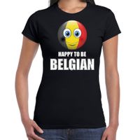 Belgie emoticon Happy to be Belgian landen t-shirt zwart dames - thumbnail